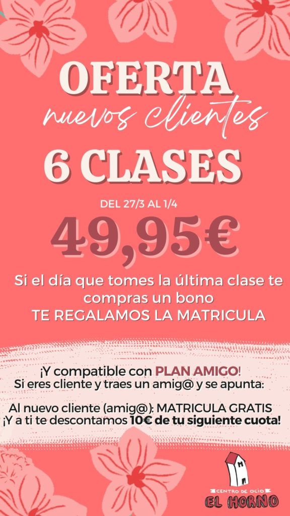 OFERTA NUEVOS CLIENTES 6 CLASES POR 49.95€